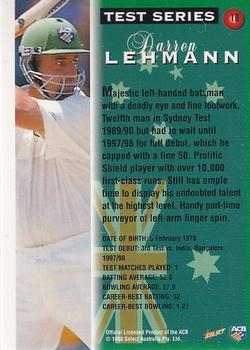 1998-99 Select Tradition Hobby Exclusive - Gold Parallel #10 Darren Lehmann Back