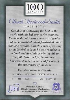 1996 Futera Victorian Cricket Association 1895-1995 #20 Chuck Fleetwood-Smith Back