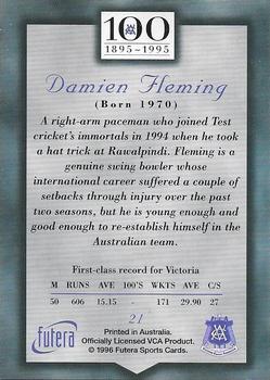1996 Futera Victorian Cricket Association 1895-1995 #21 Damien Fleming Back