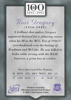 1996 Futera Victorian Cricket Association 1895-1995 #25 Ross Gregory Back