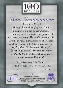 1996 Futera Victorian Cricket Association 1895-1995 #36 Bert Ironmonger Back