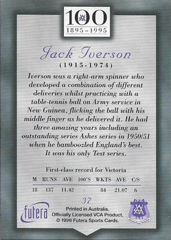 1996 Futera Victorian Cricket Association 1895-1995 #37 Jack Iverson Back