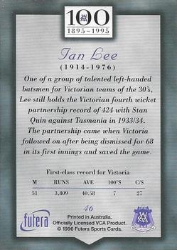 1996 Futera Victorian Cricket Association 1895-1995 #46 Ian Lee Back