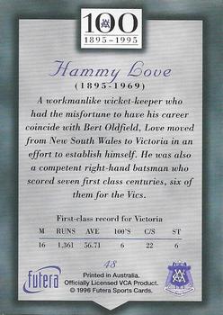 1996 Futera Victorian Cricket Association 1895-1995 #48 Hammy Love Back