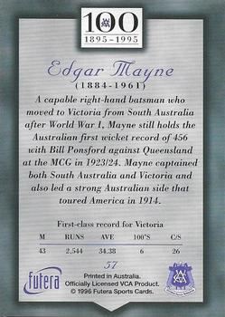 1996 Futera Victorian Cricket Association 1895-1995 #57 Edgar Mayne Back
