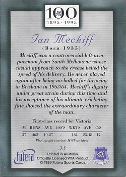 1996 Futera Victorian Cricket Association 1895-1995 #58 Ian Meckiff Back