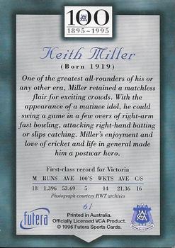 1996 Futera Victorian Cricket Association 1895-1995 #61 Keith Miller Back