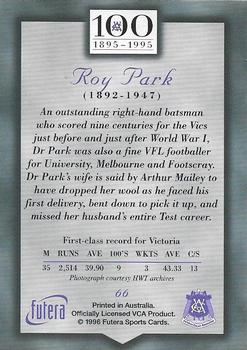 1996 Futera Victorian Cricket Association 1895-1995 #66 Roy Park Back