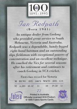 1996 Futera Victorian Cricket Association 1895-1995 #72 Ian Redpath Back