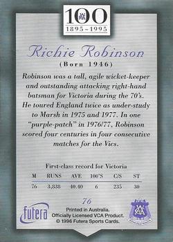 1996 Futera Victorian Cricket Association 1895-1995 #76 Richie Robinson Back