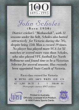 1996 Futera Victorian Cricket Association 1895-1995 #79 John Scholes Back