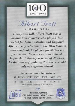 1996 Futera Victorian Cricket Association 1895-1995 #89 Albert Trott Back