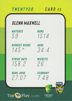 2019-20 Tap 'N' Play CA/BBL #49 Glenn Maxwell Back