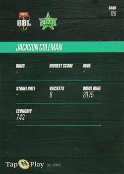 2019-20 Tap 'N' Play CA/BBL #129 Jackson Coleman Back