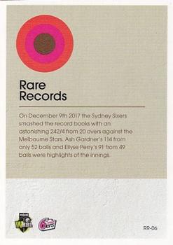 2019-20 Tap 'N' Play CA/BBL - Rare Records #RR-06 Ellyse Perry Back