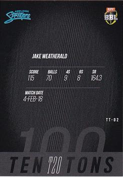 2019-20 Tap 'N' Play CA/BBL - Ten T20 Tons #TT-02 Jake Weatherald Back