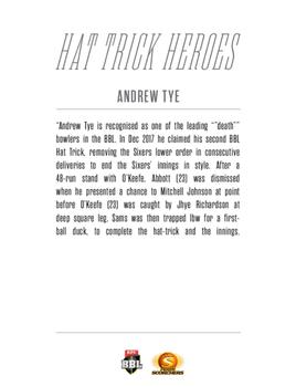 2019-20 Tap 'N' Play CA/BBL - Hat Trick Heroes #HTH-03 Andrew Tye Back