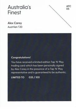 2019-20 Tap 'N' Play CA/BBL - Australia's Finest #AFC05 Alex Carey Back