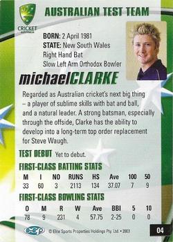 2003-04 Elite Sports Cricket Australia #04 Michael Clarke Back