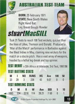 2003-04 Elite Sports Cricket Australia #13 Stuart MacGill Back