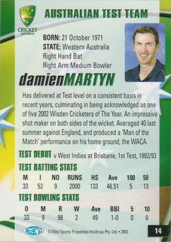 2003-04 Elite Sports Cricket Australia #14 Damien Martyn Back