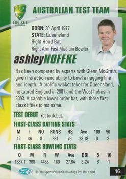 2003-04 Elite Sports Cricket Australia #16 Ashley Noffke Back