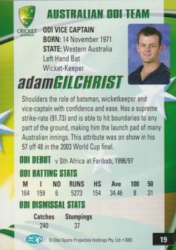 2003-04 Elite Sports Cricket Australia #19 Adam Gilchrist Back