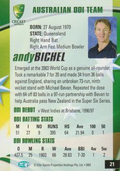 2003-04 Elite Sports Cricket Australia #21 Andy Bichel Back