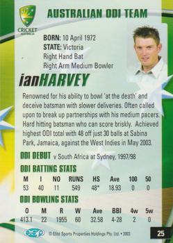 2003-04 Elite Sports Cricket Australia #25 Ian Harvey Back