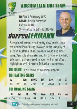 2003-04 Elite Sports Cricket Australia #30 Darren Lehmann Back