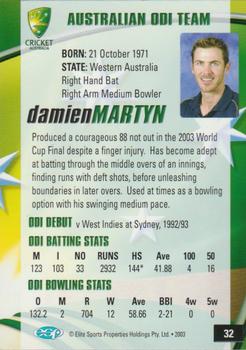 2003-04 Elite Sports Cricket Australia #32 Damien Martyn Back