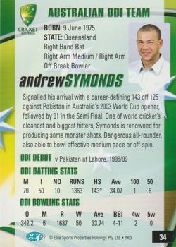 2003-04 Elite Sports Cricket Australia #34 Andrew Symonds Back