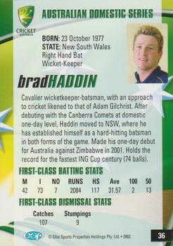 2003-04 Elite Sports Cricket Australia #36 Brad Haddin Back
