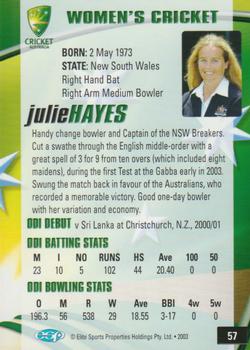 2003-04 Elite Sports Cricket Australia #57 Julie Hayes Back