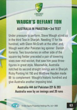 2003-04 Elite Sports Cricket Australia #63 Steve Waugh Back