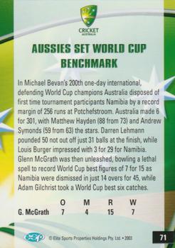 2003-04 Elite Sports Cricket Australia #71 Glenn McGrath Back