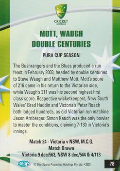 2003-04 Elite Sports Cricket Australia #78 Mott, Waugh Double Centuries Back