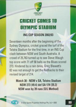 2003-04 Elite Sports Cricket Australia #80 Steve Waugh Back