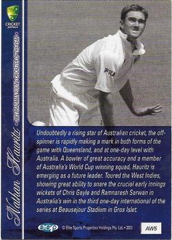 2003-04 Elite Sports Cricket Australia - 2003 Award Winners #AW5 Nathan Hauritz Back