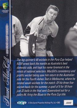 2003-04 Elite Sports Cricket Australia - 2003 Award Winners #AW8 Stuart MacGill Back