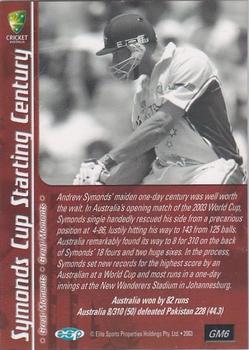2003-04 Elite Sports Cricket Australia - Great Moments #GM6 Andrew Symonds Back