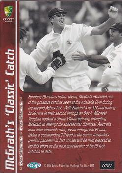 2003-04 Elite Sports Cricket Australia - Great Moments #GM7 Glenn McGrath Back