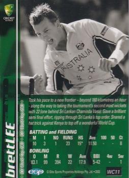 2003-04 Elite Sports Cricket Australia - 2003 ICC World Cup #WC11 Brett Lee Back
