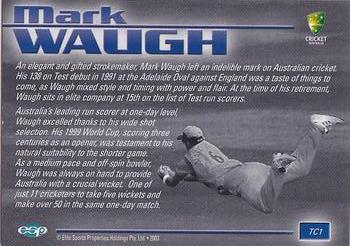 2003-04 Elite Sports Cricket Australia - Tribute Card #TC1 Mark Waugh Back