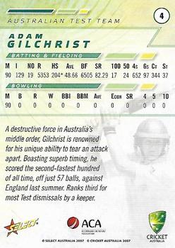 2007-08 Select #4 Adam Gilchrist Back