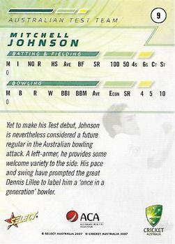 2007-08 Select #9 Mitchell Johnson Back