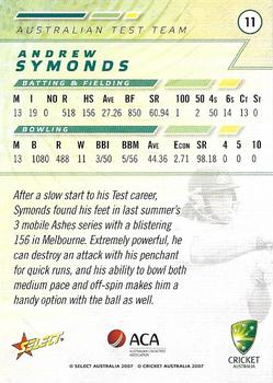 2007-08 Select #11 Andrew Symonds Back