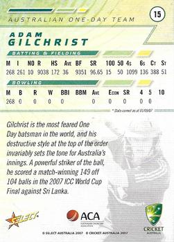 2007-08 Select #15 Adam Gilchrist Back