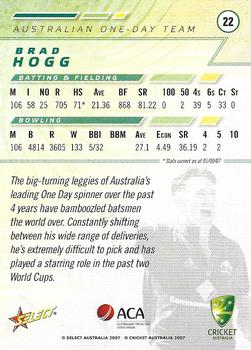 2007-08 Select #22 Brad Hogg Back