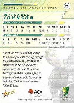 2007-08 Select #25 Mitchell Johnson Back